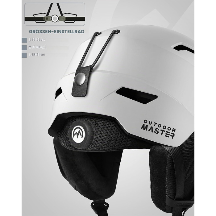 Шолом для лиж та сноуборду OutdoorMaster з OTG-маскою для дорослих, матовий білий, розмір M (56-58 см)