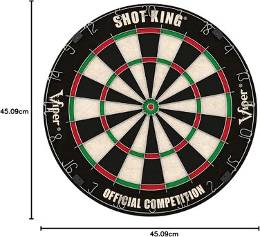 Набір для дартсу Shot King: класична мішень з натурального сизалю 45 см, сталеві наконечники, дротове кріплення, 6 дротиків, чорна