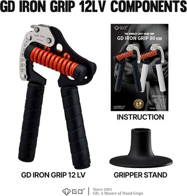 Handtrainer GD Iron Grip 12LV: Регульований тренажер для рук та зап'ястя (силиконовий хват 26-82 кг)