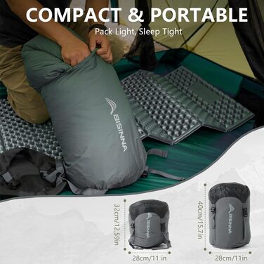 Спальний мішок BISINNA Mumienschlafsack -10°C - 5°C [400GSM] для туризму, кемпінгу та подорожей (сірий)