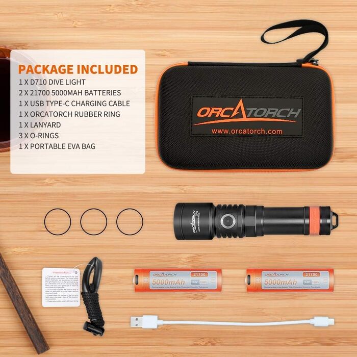Ліхтар підводний ORCATORCH D710, 3000 люмен, IP68, 150м, з індикатором заряду