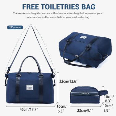 Спортивна сумка LOVEVOOK для жінок, дорожня сумка-мішок, 30L, водонепроникна, для подорожей, фітнесу, клініки (темно-синій)