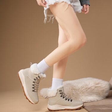 Жіночі зимові черевики, зимові чоботи, утеплені снігоступи, Outdoor, трекінг, похідні черевики, бежевий, 38 EU
