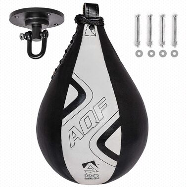 Набір для боксу AQF: боксерський мішок, перчатки, захист, чорний та білий, Pro