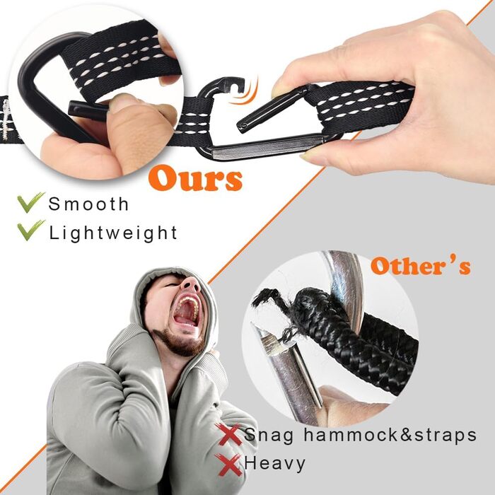 Гамак Anortrek Outdoor для відпочинку на природі, 280x140 см, місткість до 249 кг, ультралегкий, з ременями для дерев, дихаючий нейлон, для кемпінгу, подорожей, туризму, саду, армійний зелений/жовтий