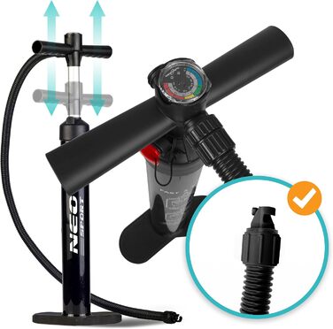 Надувний SUP Neo-Sport - комплект для сапбордингу з аксесуарами (насос, весло, страхувальний трос, рюкзак) - 320 см, Aquasurf 10.6, темно-синій та жовтий