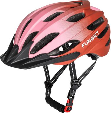 Велосипедний шолом FUNWICT для чоловіків і жінок, регульований, MTB та шосейний, знімний козирок, стильний, 57-61 см, чорний матовий, помаранчевий, рожевий