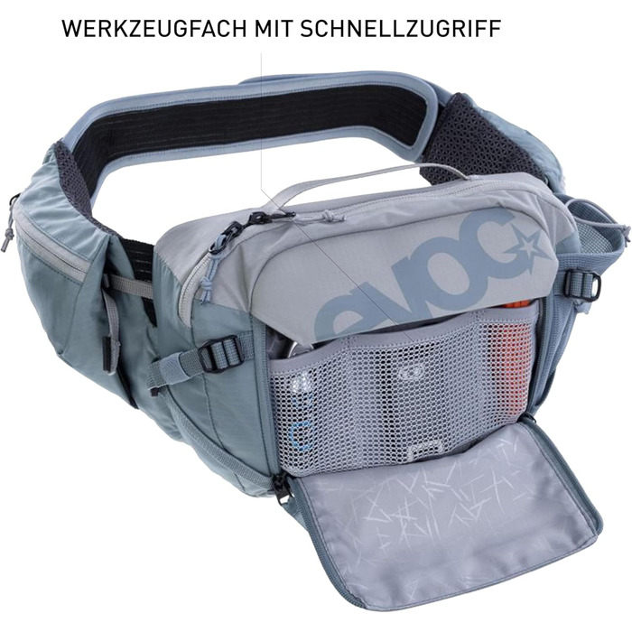 Поясна сумка EVOC HIP PACK PRO 3л з питною системою 1,5л, система вентиляції, регульований пояс, колір Stone-Steel