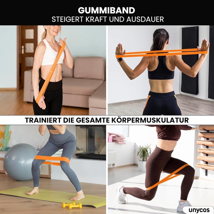 Набір для масажу фасцій Unycos: ролер, стрічка, м'яч, стік, мотузка, сумка | До 120 кг, чорний/оранжевий