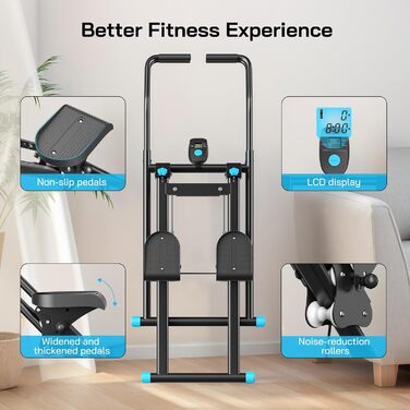 Вертикальний степер для дому: Кліматична машина з регулюванням опору, LCD-дисплеєм та складним педалем