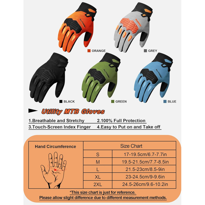 Велосипедні рукавички KUTOOK MTB з підкладкою на долоні 5mm TPR, захист від подряпин, сенсорний екран, дихаючі, зелені (XXL)