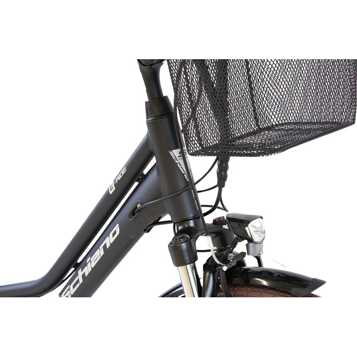 Електровелосипед F.lli Schiano E-Ride 28'' для дорослих, трекінговий, комфорт, акумулятор до 25 км/год, з кошиком і захистом ланцюга, чорний