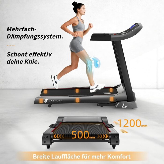 Бігова доріжка L3 для дому, складаний, з тихою амортизацією, Bluetooth, сумісний з Kinomap та Zwift, потужність 4PS, швидкість до 20 км/год, кут нахилу 18%, розмір бігового полотна 1340x480 мм, вантажопідйомність до 120 кг