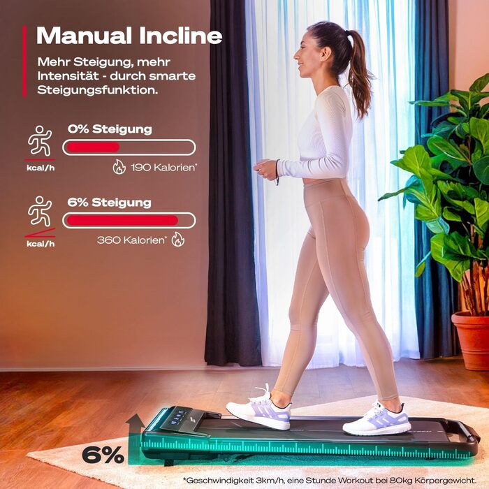 Бігова доріжка Sportstech sWalk Lite Plus для дому та офісу: Walking Pad з ручним нахилом, LED дисплеєм, Bluetooth, пультом ДУ