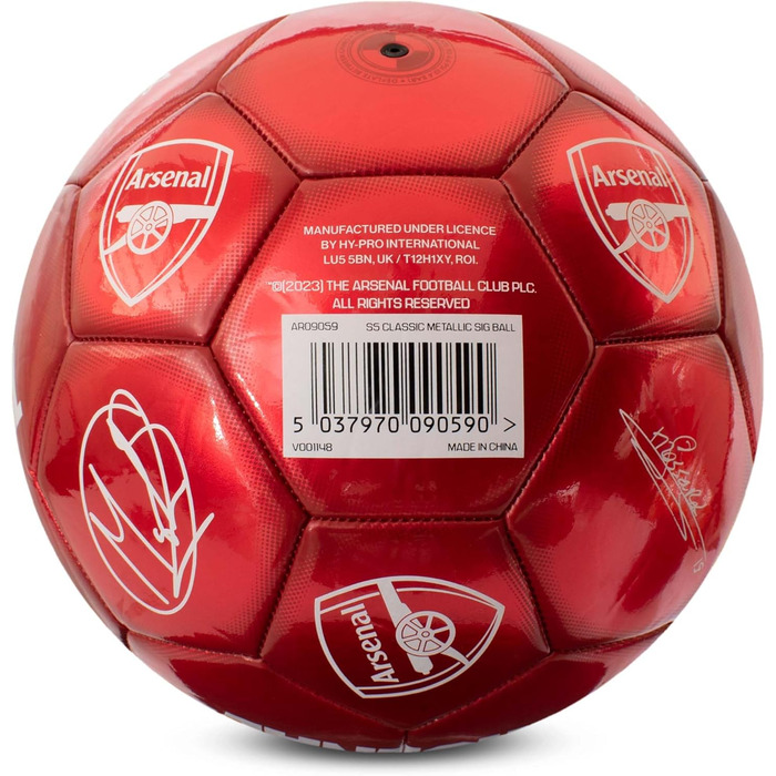 Офіційний футбольний м'яч Arsenal FC, металевий, розмір 5, для тренувань і матчів, колекційний, для дітей і дорослих, Hy-Pro
