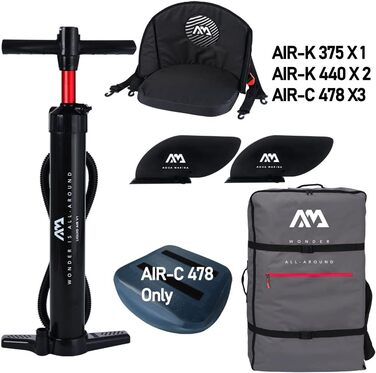 Надувний каяк Aqua Marina Tomahawk AIR-K 440 см для 2 осіб, преміум, жорсткий Drop-Stitch, морський/жовтий