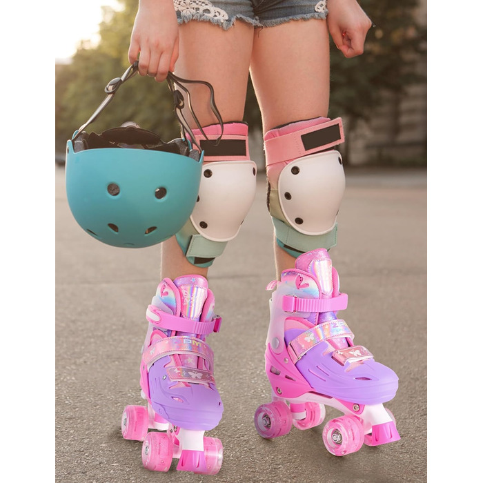 Роликові ковзани 2PM SPORTS для дітей: регульовані, рожево-блакитні, розмір 32-36 EU