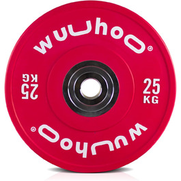 wuuhoo® Pro Competition Bumper Plates Zane – Преміальні олімпійські бамперні диски 50 мм для професійних тренувань, вулканізована сталева втулка