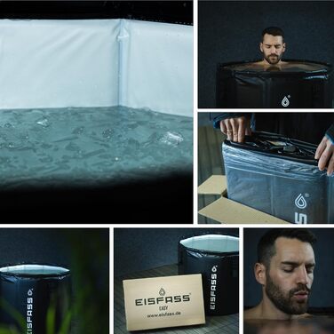 Eisfass Easy 2.0 – Преміум крижаний бак для відновлення та концентрації – Складаний бак з ізоляцією, кришкою та стабільною конструкцією (Ø 75 см × 70 см H) Без аксесуарів