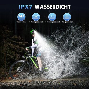 LED налобний ліхтар перезарядна суперяскравий 100000 люмен, кут огляду 90°, водонепроникний IPX7 для кемпінгу та активного відпочинку