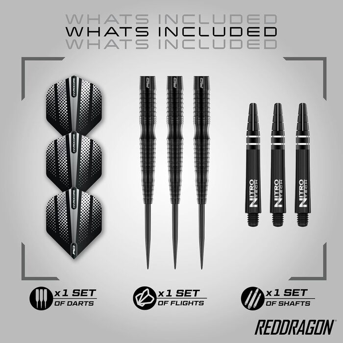 Професійні вольфрамові дартси Red Dragon Razor Edge 24 г з оперенням та стрижнями