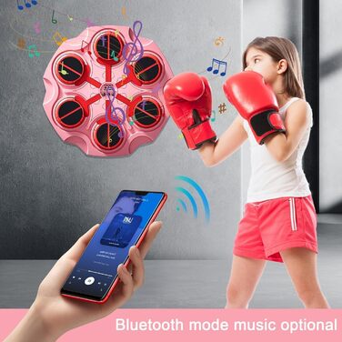 Музичний бокс для боксу з Bluetooth, настінний тренажер із рукавичками, лічильник ударів, для дорослих і дітей, рожевий