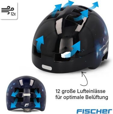 Дитячий велосипедний шолом FISCHER BMX з LED підсвіткою, для велосипеда, самоката, dirt bike, з інтегрованим заднім ліхтарем
