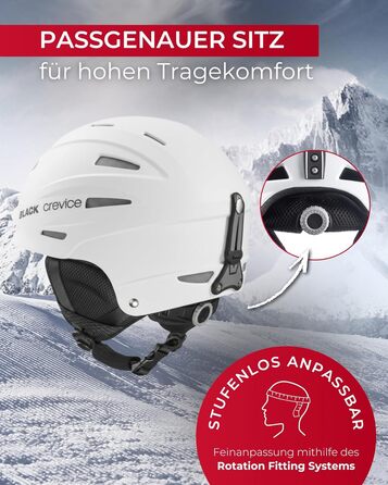 Чорний шлем для гірськолижного спорту Crevice Ischgl – міцний, спортивний, дихаючий, регульований, розмір S, білий