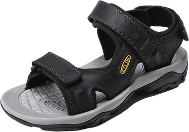 Чоловічі сандалі з натуральної шкіри для трекінгу та пляжу. Легкі, дихаючі сандалі для активного відпочинку та літніх прогулянок. Розмір 41 EU, чорний колір.