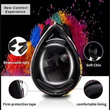 Шолом мотокрос MTB повний, для дітей та дорослих, з окулярами та рукавичками, білий (M 54~55см)