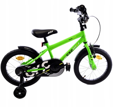 Дитячий велосипед Midex, зелений, 16 дюймів, з бічними коліщатками для хлопчика
