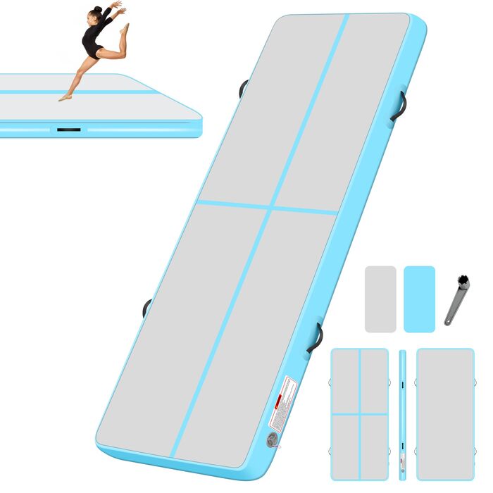 Гімнастичний надувний мат BPB для тамблінгу з електричним насосом, 300x100x10 см — тренажер для гімнастики, йоги, пілатесу та акробатики