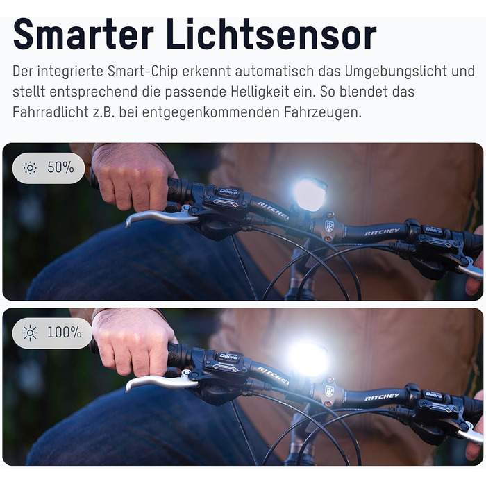 Набір велосипедних світлодіодів ANSMANN - безпечне освітлення, акумуляторний, вологостійкий, 50 Lux