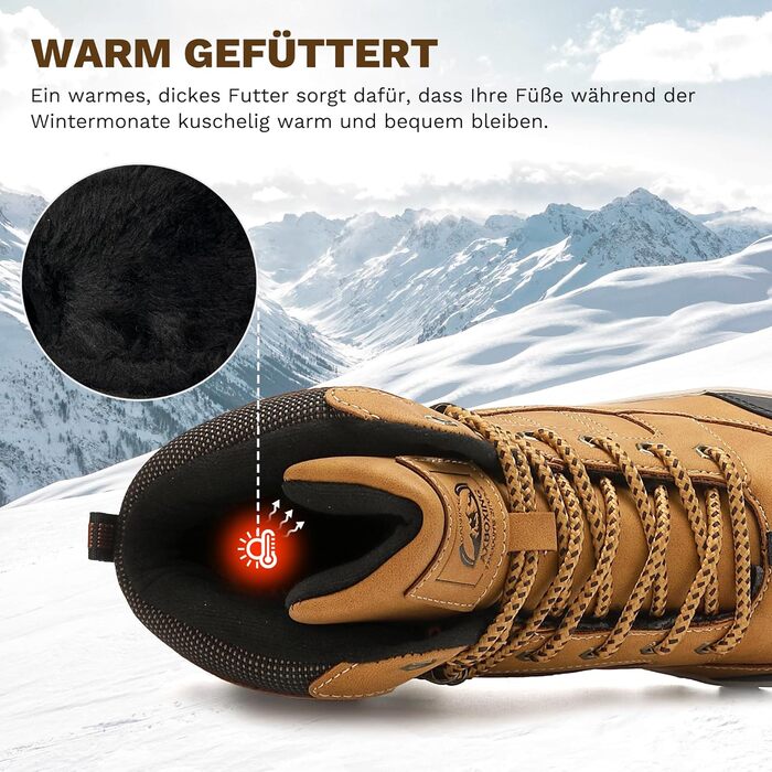 Чоловічі зимові черевики AX BOXING: утеплені, трекінгові, для хайкінгу, жовті, 41-46 EU