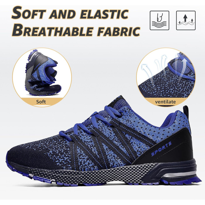 Чоловічі кросівки ASHION для спорту та бігу. Легкі, дихаючі, блакитні, 39 EU