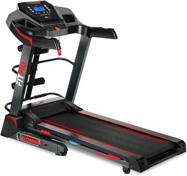 Біговий тренажер FITFIU Fitness MC-500 зі складною конструкцією, автоматичним нахилом, 18 км/год, пульсометром, Bluetooth та підключенням до додатків (Kinomap, Spax, Zwift), площа бігового полотна 41x123 см, максимальне навантаження 120 кг