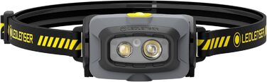 Ліхтар налобний Ledlenser HF4R Work 500 Lumen, акумуляторний, водонепроникний IP68, з червоним світлом, чорний/жовтий
