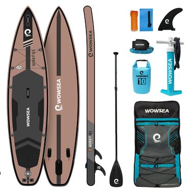 WOWSEA SUP дошка надувна гоночна 426/385 см, з кріпленням для камери, для змагань та відпочинку (пісочний)