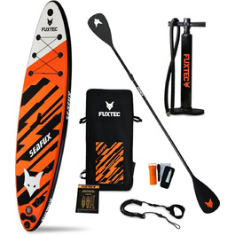 Надувна SUP-дошка Fuxtec 320×81×15 см з 3 плавниками, набір для сапсерфінгу, туристична, до 150 кг, з рюкзаком