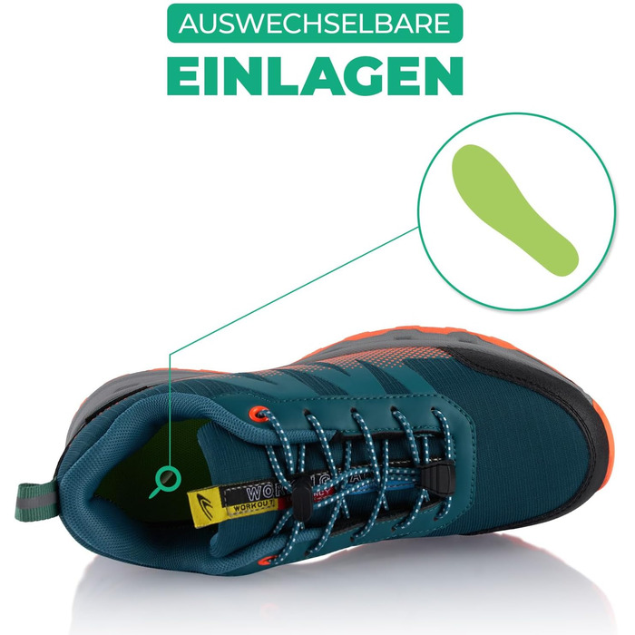 Водонепроникні трекінгові черевики для жінок та чоловіків, Trail Running, 44 EU, блакитний/помаранчевий