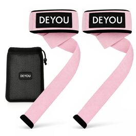 Підтримка зап'ястя DEYOU для вузьких та середніх зап'ясть – фітнес-манжети (з підкладкою) з 100% бавовни з сітчастою сумкою – ремені для тренажерного залу, силових тренувань, бодібілдингу для жінок та чоловіків (рожеві)