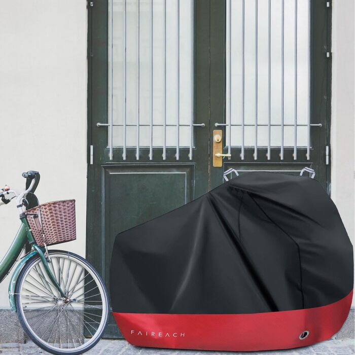 Водонепроникний чохол для велосипеда з отворами для замка – для всіх велосипедів та електровелосипедів – захист від дощу, снігу та UV – на 2 велосипеди (Чорний+Червоний для 1 велосипеда)