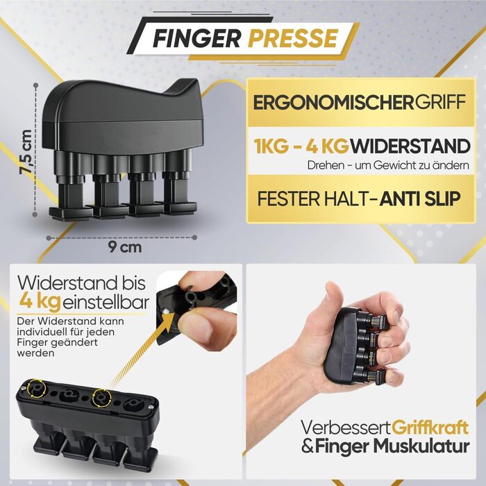 Тренування хватки рук STRABOZZ: набір для зміцнення пальців та передпліччя, регульований під навантаження