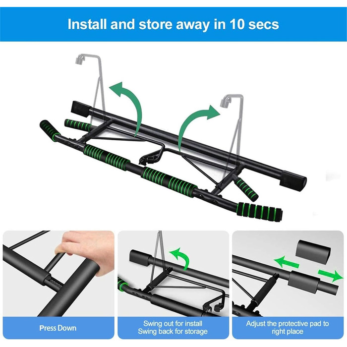 Кімнатна турнік для дверей без свердління - турнік для підтягувань [до 200 кг] з тренажером для ніг - турнік для дверей, витримує до 200 кг