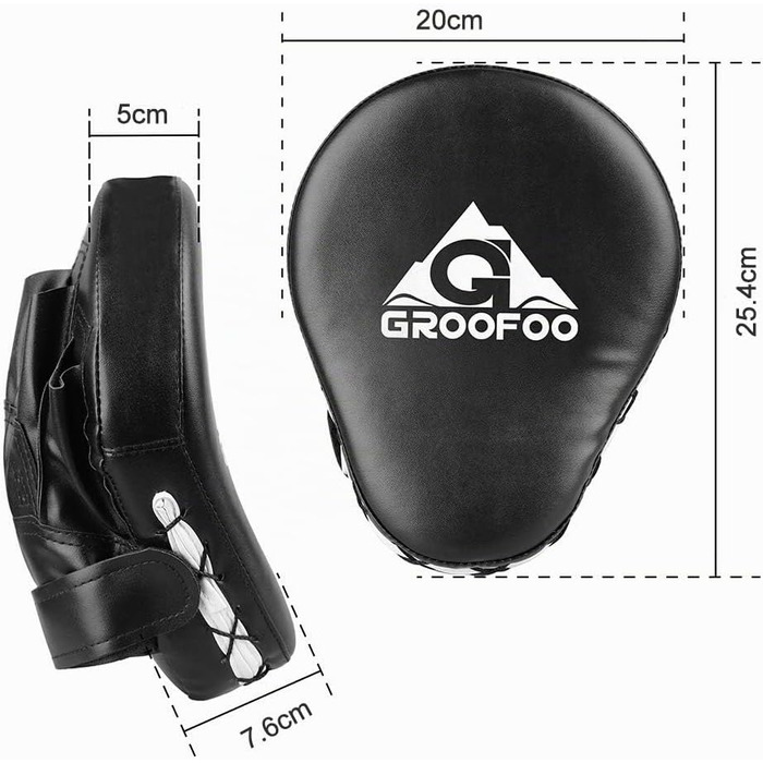 Боксерські лапи GROOFOO з подвійним наповненням для кікбоксингу, MMA та тайського боксу, тренувальні пади для дітей та дорослих, чорні