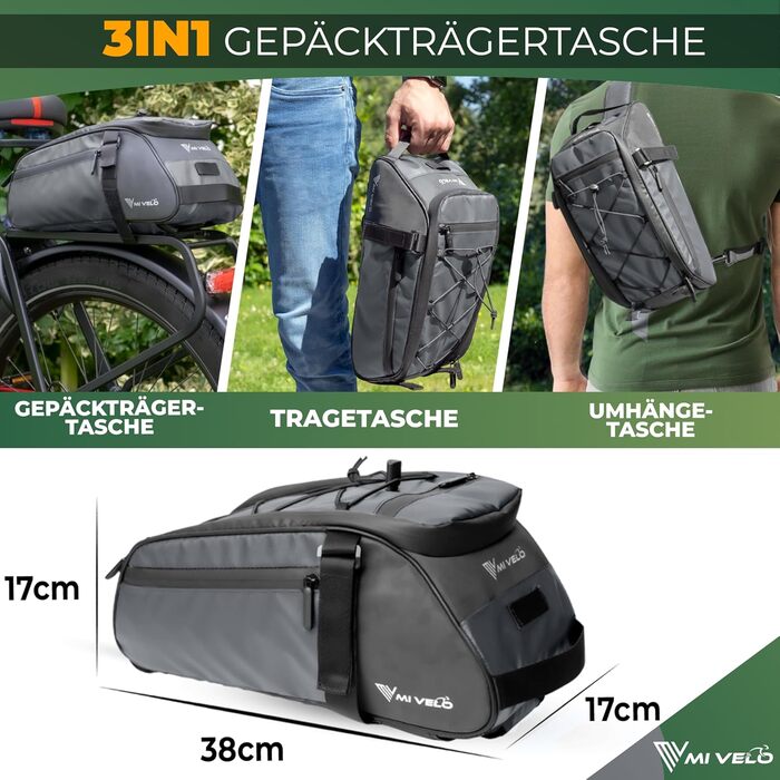Велосумка MIVELO для багажника, ізотермічна, водовідштовхувальна, 10 л, сіра