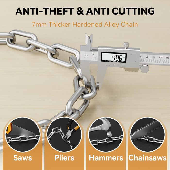 Замки для велосипеда з цифровим кодом, 11 кольорів, 90 см, рівень безпеки 8, 5-значний код, ланцюговий замок для велосипеда, мотоцикла, ролера, дверей (чорний)