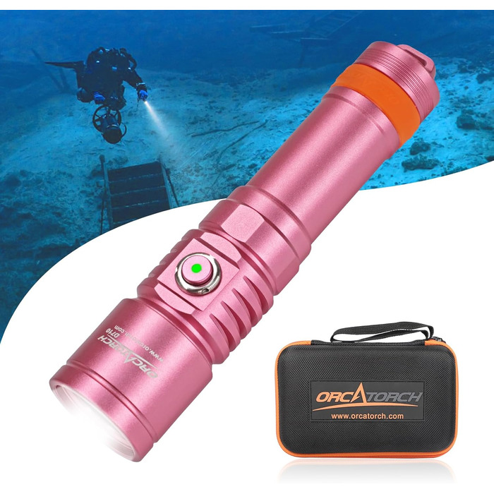 Ліхтар підводний LED Orcatorch DC710, 3000 люмен, USB-C, IP68, 150м, рожевий