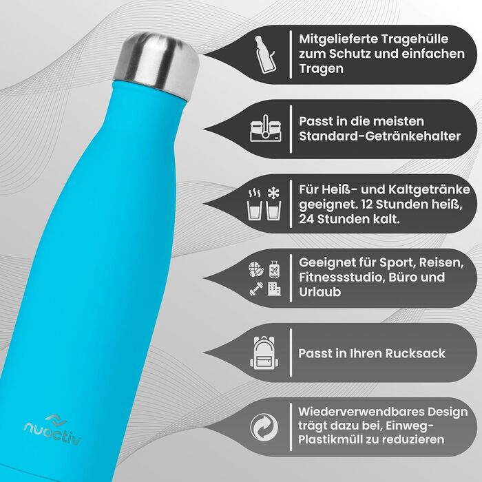 Фляга з нержавіючої сталі 500 мл – ізольована, зберігає холод до 24 год та тепло до 12 год. Без витоку, з подвійними стінками, BPA-Free, міцна. Ідеально для подорожей, активного відпочинку, школи, спорту, фітнесу та повсякденного використання. Колір: блак