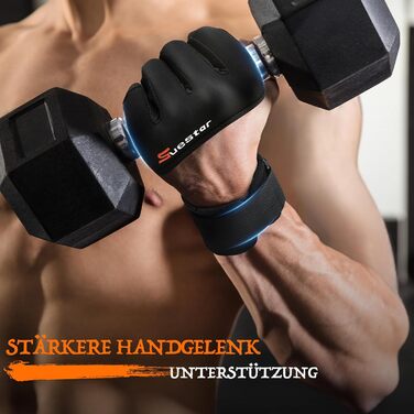 Фитнес рукавички SueStar для силових тренувань з підтримкою зап'ястя, повний захист долоні та силіконовими накладками, для важкої атлетики, станової тяги та вправ